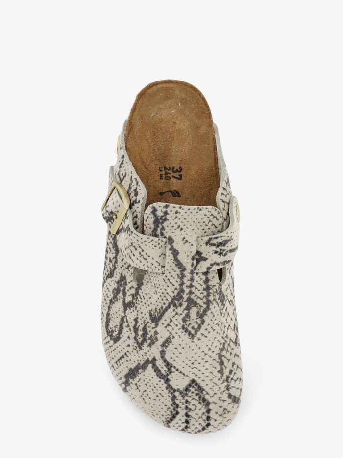 Birkenstock Boston Suede Sabot With Python Print