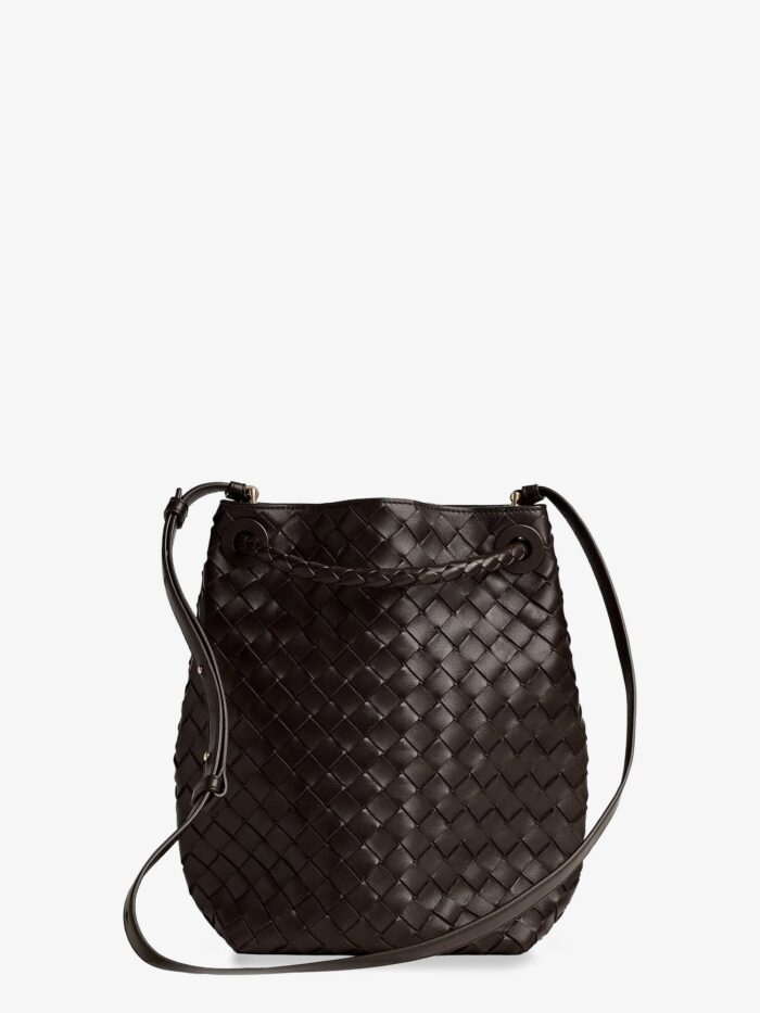 Bottega Veneta Andiamo Bucket Leather Crossbody Bag With Intrecciato Pattern