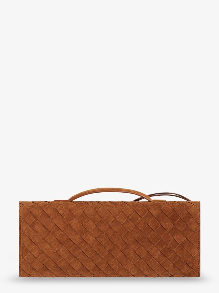 Bottega Veneta Andiamo Clutch Suede Handbag With Intrecciato Motif