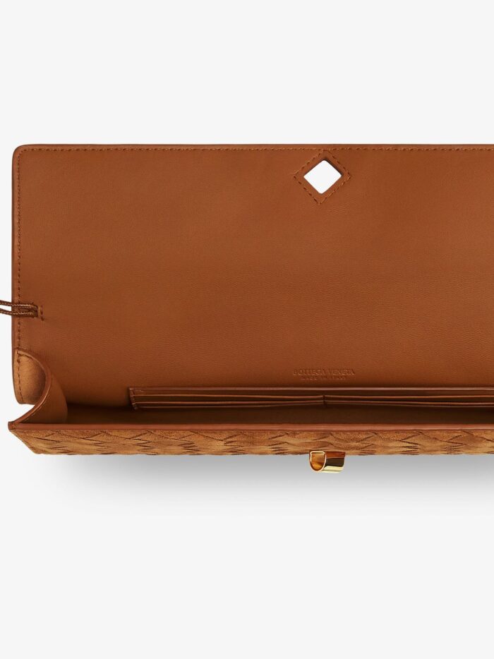 Bottega Veneta Andiamo Clutch Suede Handbag With Intrecciato Motif