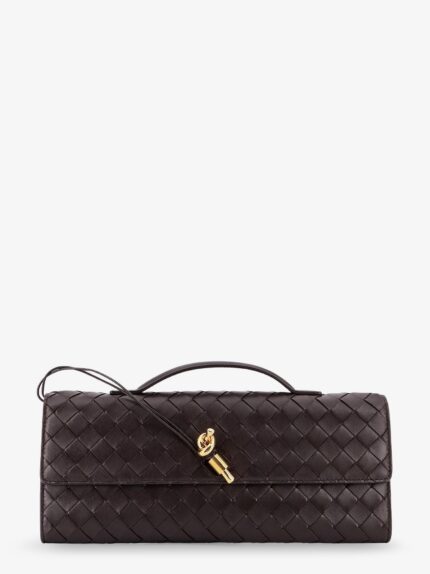 Bottega Veneta Andiamo Leather Clutch With Intrecciato Motif