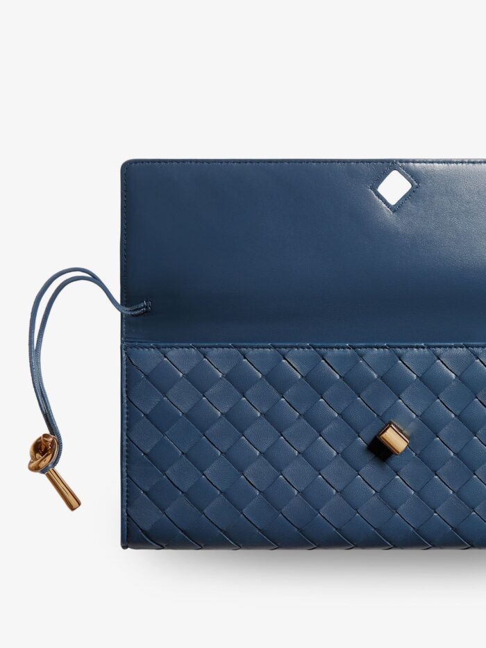 Bottega Veneta Andiamo Leather Clutch With Intrecciato Pattern