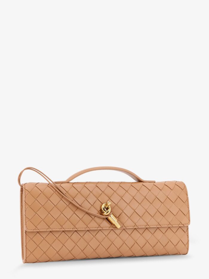 Bottega Veneta Andiamo Leather Clutch With Woven Pattern