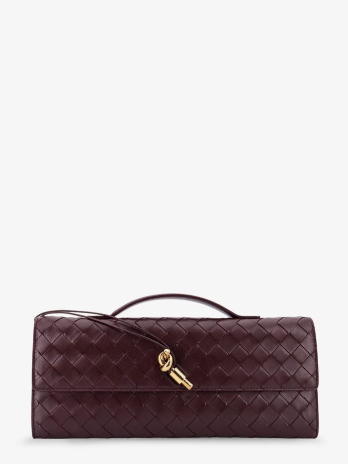 Bottega Veneta Andiamo Leather Clutch With Woven Pattern