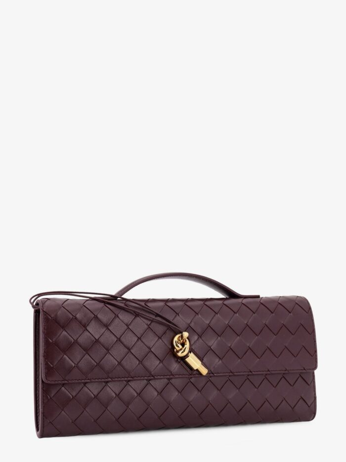 Bottega Veneta Andiamo Leather Clutch With Woven Pattern