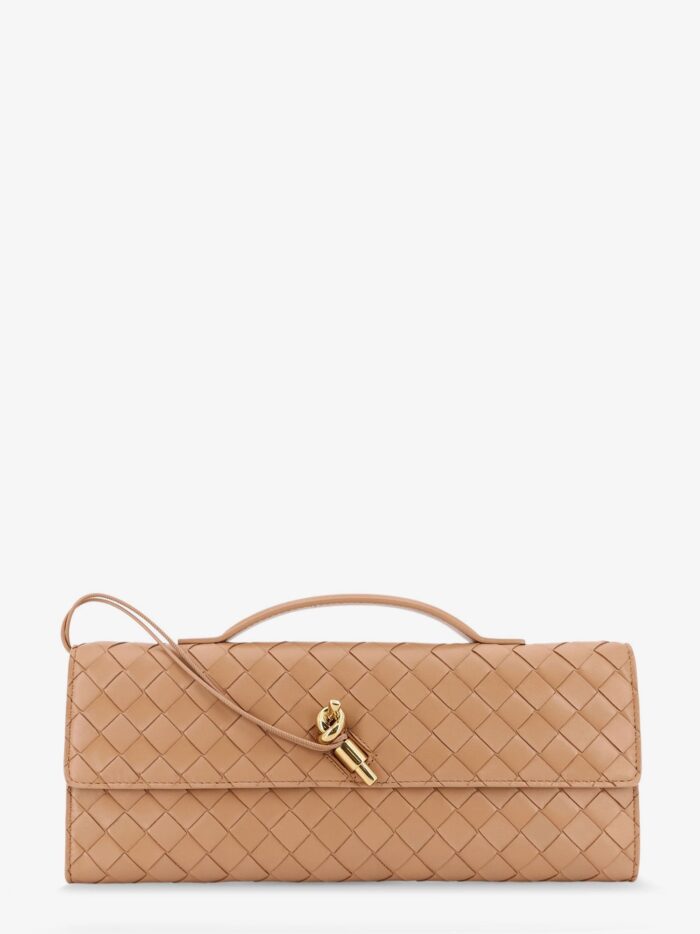 Bottega Veneta Andiamo Leather Clutch With Woven Pattern