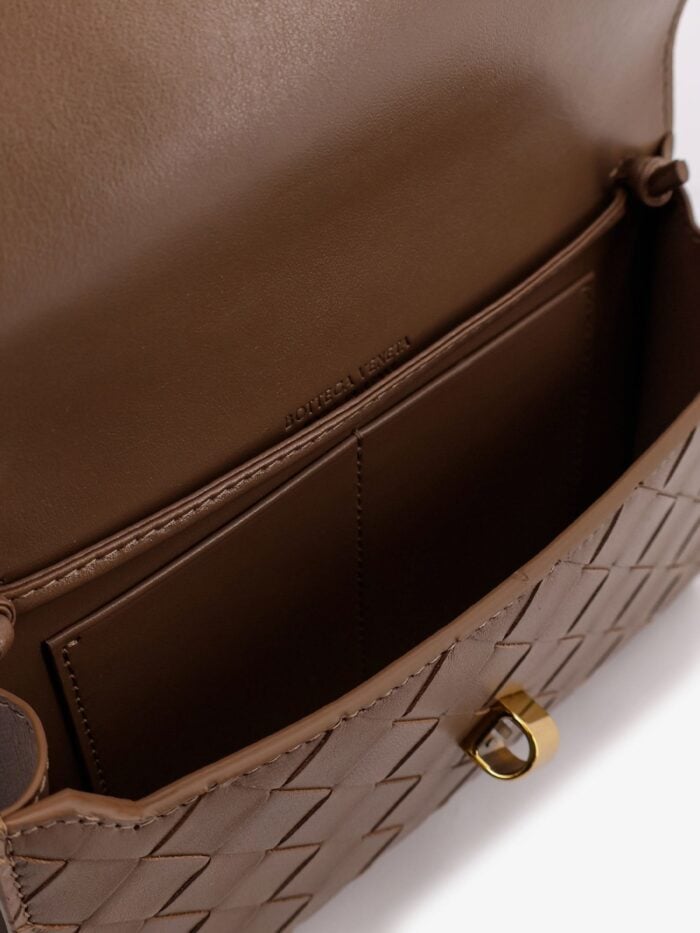 Bottega Veneta Andiamo Leather Shoulder Bag With Intrecciato Motif