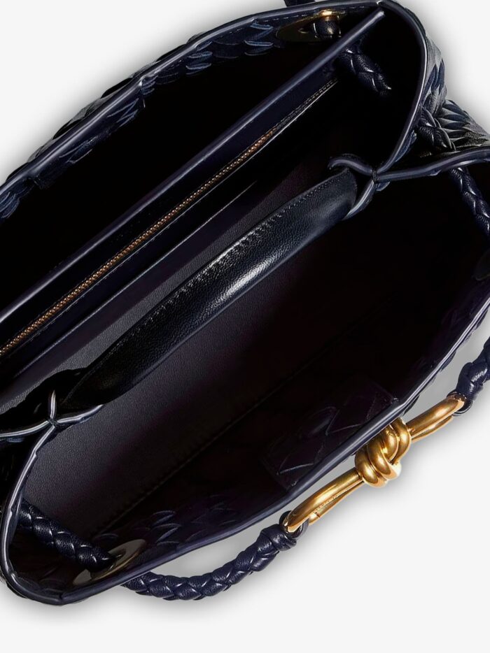 Bottega Veneta Andiamo Leather Shoulder Bag With Intrecciato Motif