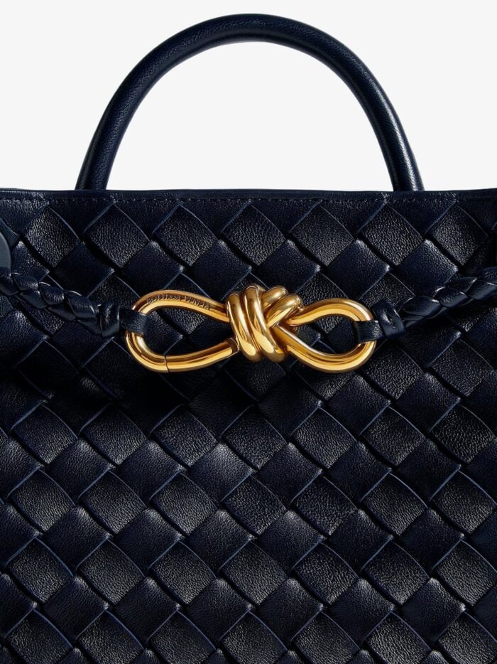 Bottega Veneta Andiamo Leather Shoulder Bag With Intrecciato Motif