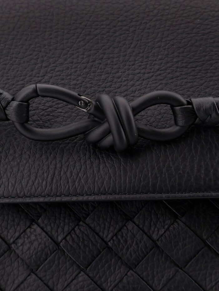 Bottega Veneta Andiamo Leather Shoulder Bag With Intrecciato Pattern