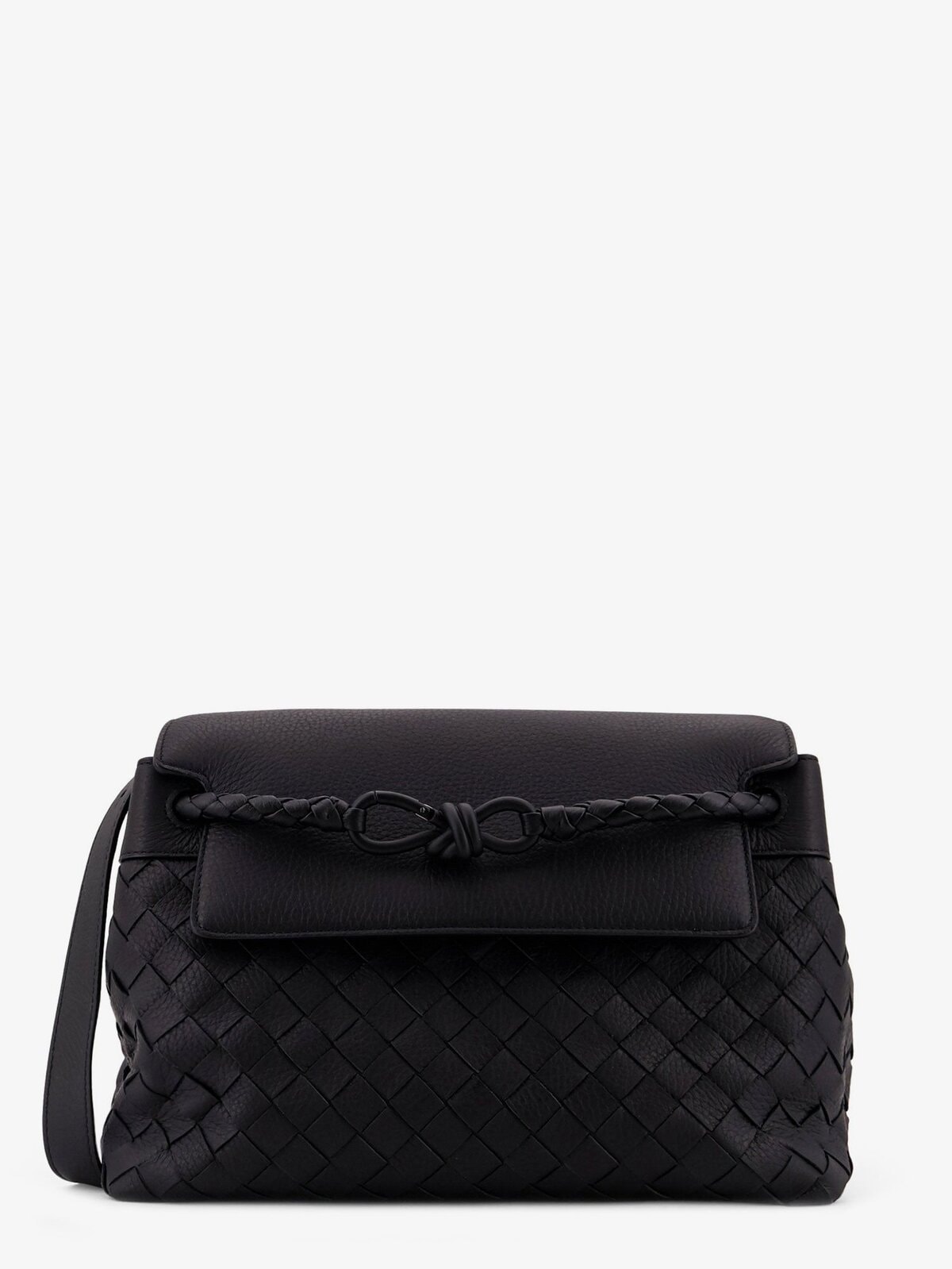 Bottega Veneta Andiamo Leather Shoulder Bag With Intrecciato Pattern