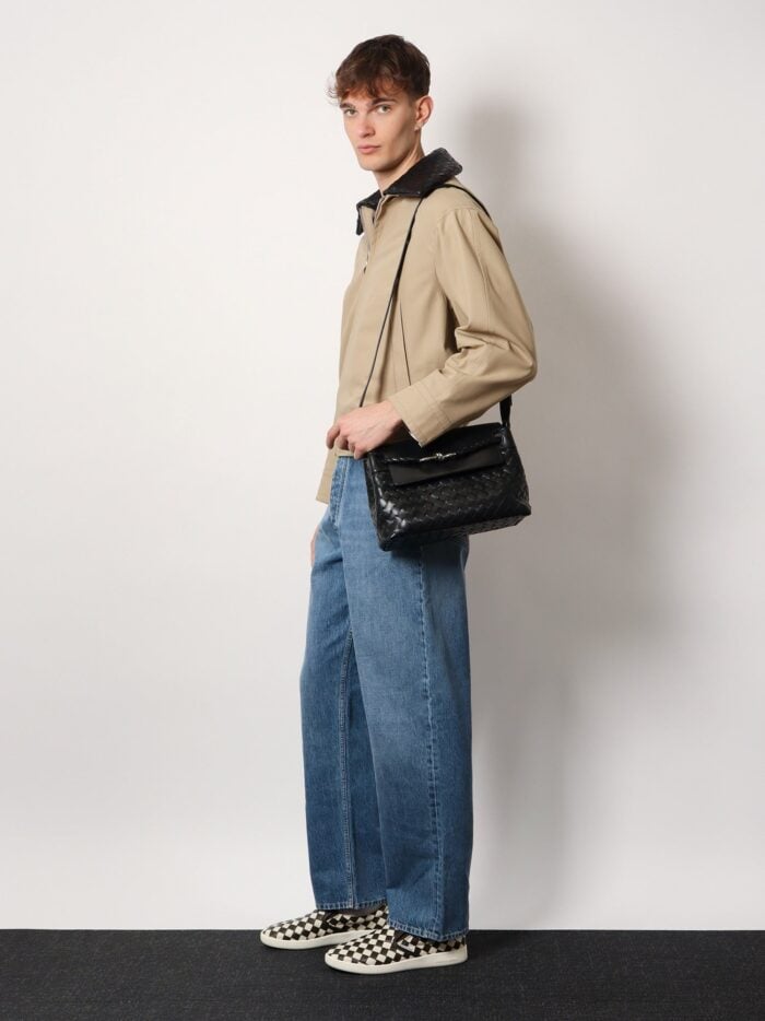 Bottega Veneta Andiamo Messenger Leather Bag With Intrecciato Motif