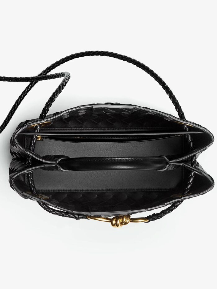 Bottega Veneta Andiamo Small Leather Shoulder Bag With Intrecciato Motif
