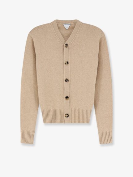 Bottega Veneta Cashmere Blend Cardigan With Intrecciato Logo Patch
