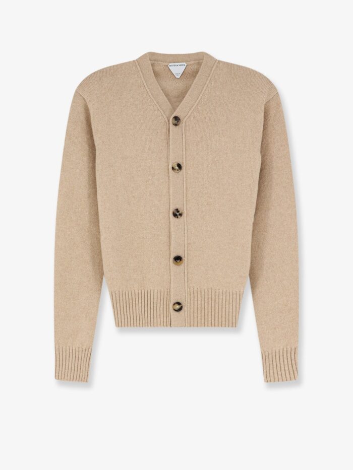 bottega veneta cashmere blend cardigan with intrecciato logo patch Bottega Veneta Cashmere Blend Cardigan With Intrecciato Logo Patch