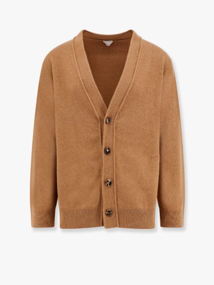 Bottega Veneta Cashmere Cardigan With Intrecciato Iconic Motif Leather  Details