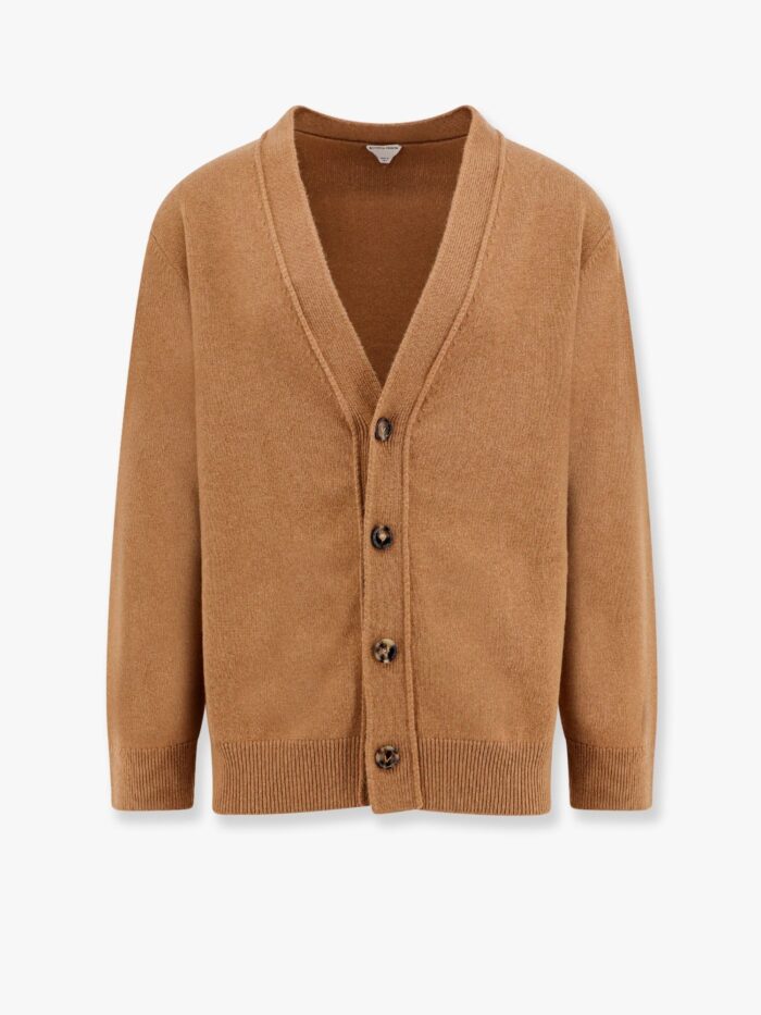 Bottega Veneta Cashmere Cardigan With Intrecciato Iconic Motif Leather  Details
