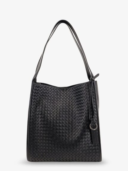 Bottega Veneta Corriere Leather Shoulder Bag With Intrecciato Pattern