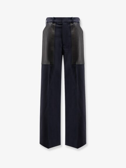 Bottega Veneta Cotton And Wool Trousers With Leather Inserts