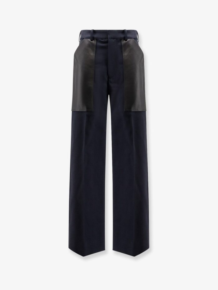 Bottega Veneta Cotton And Wool Trousers With Leather Inserts