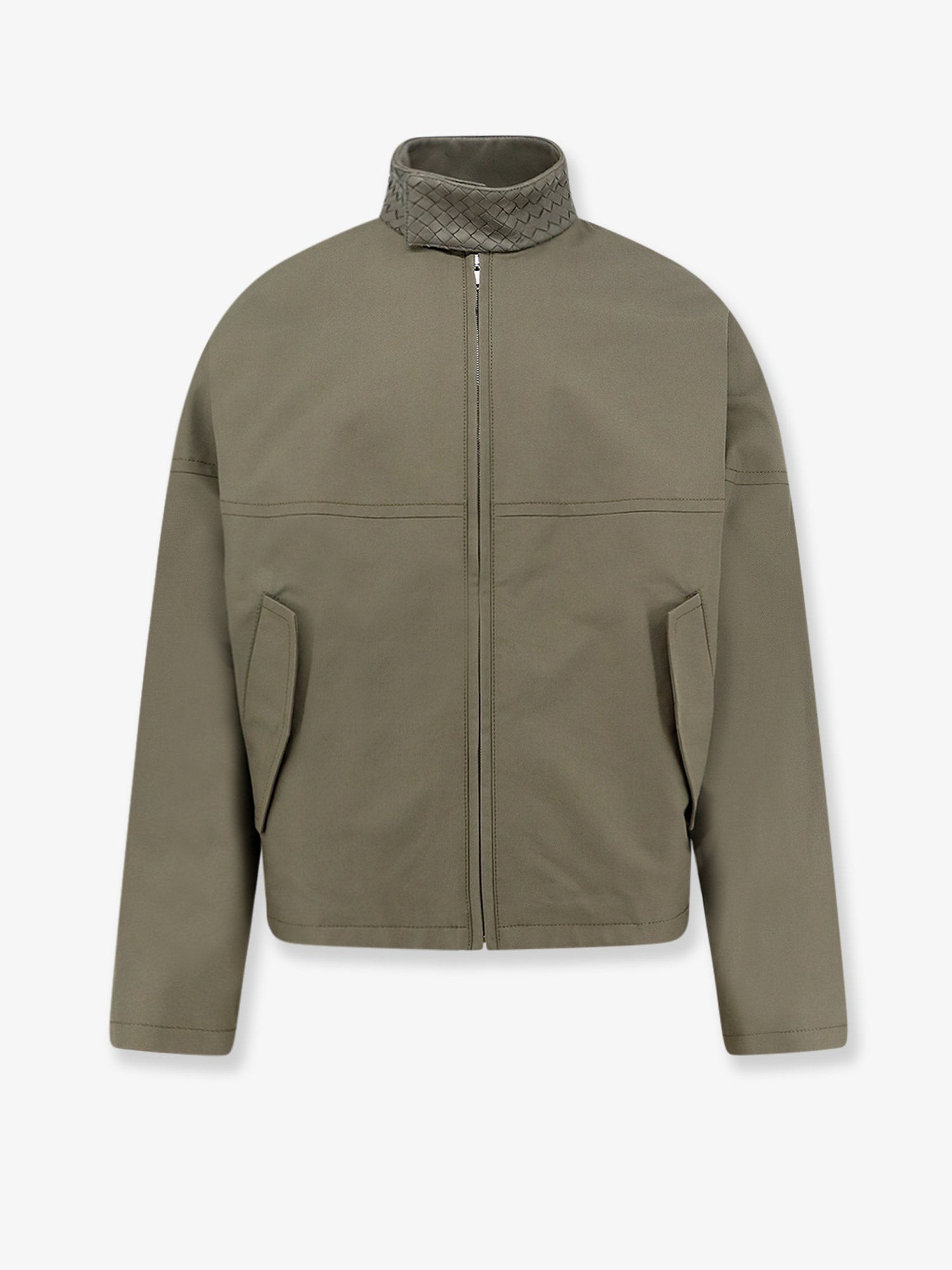 Bottega Veneta Cotton Jacket With Intrecciato Leather Detail