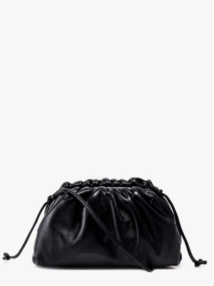 Bottega Veneta Gathered Top Mini Pouch With Leather Shoulder Strap