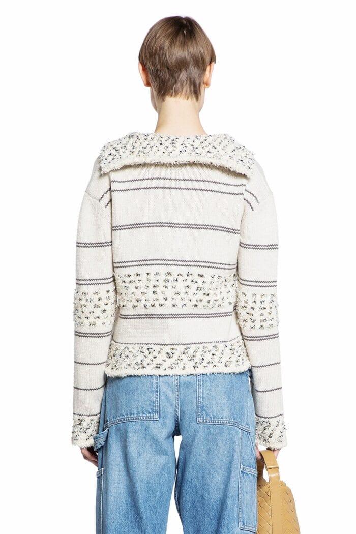 BOTTEGA VENETA Hooded Wool Sweater In Textured Stripe Knit