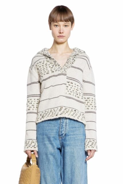 BOTTEGA VENETA Hooded Wool Sweater In Textured Stripe Knit