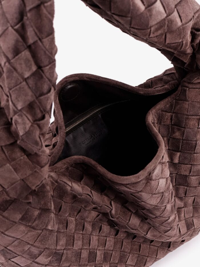 Bottega Veneta Hop Leather Shoulder Bag With Intrecciato Effect