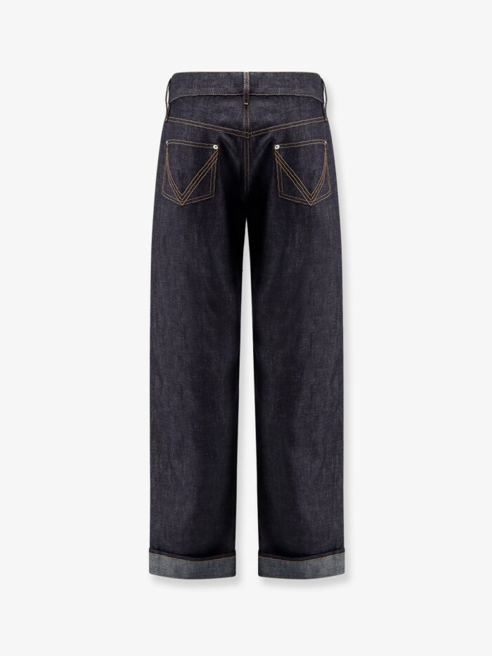 Bottega Veneta Indigo Wide Leg Jeans With Turn Ups