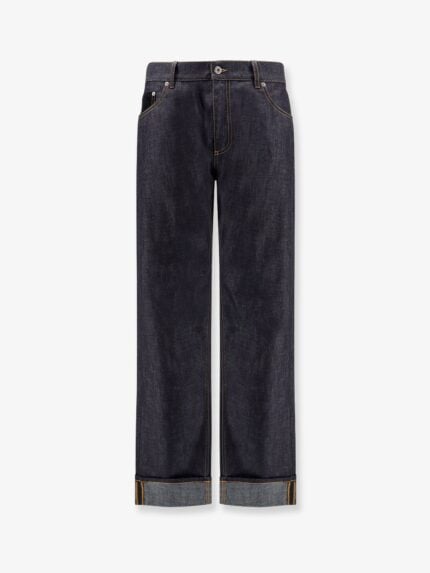 Bottega Veneta Indigo Wide Leg Jeans With Turn Ups
