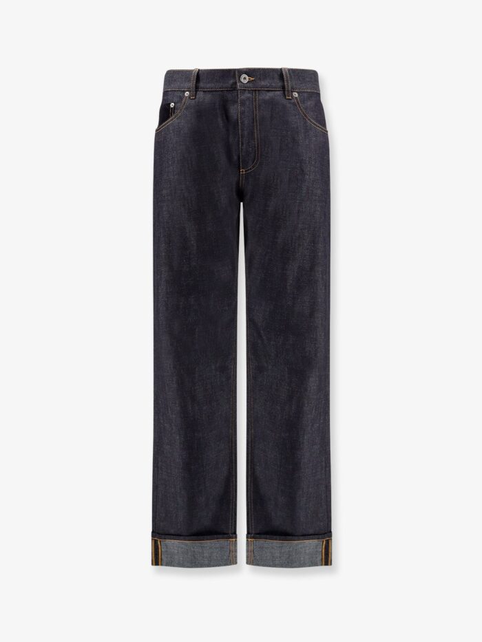 Bottega Veneta Indigo Wide Leg Jeans With Turn Ups