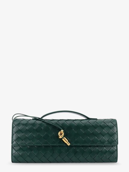 Bottega Veneta Leather Andiamo Clutch With Intrecciato Motif