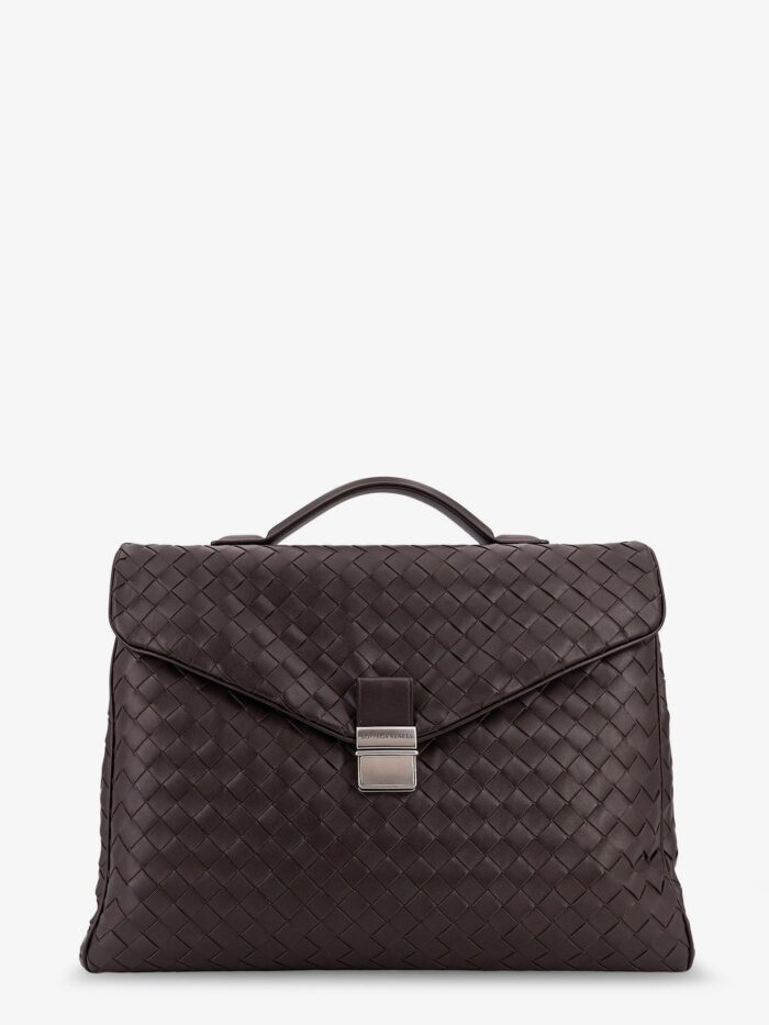 Bottega Veneta Leather Archivist Business Bag With Intrecciato Pattern