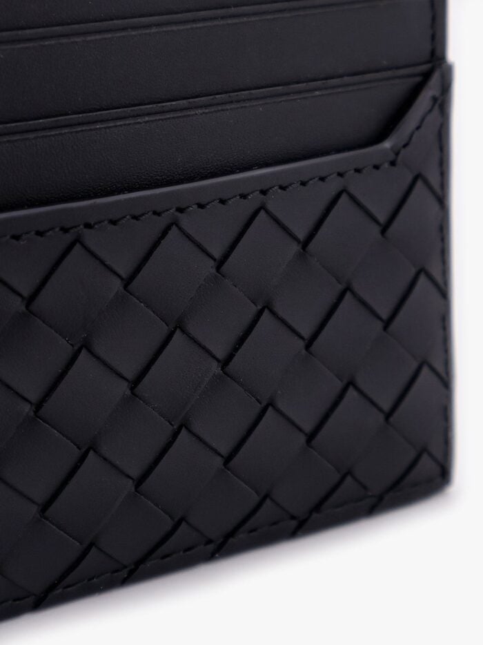 Bottega Veneta Leather Card Holder With Woven Fabric