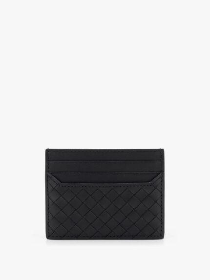 Bottega Veneta Leather Card Holder With Woven Fabric