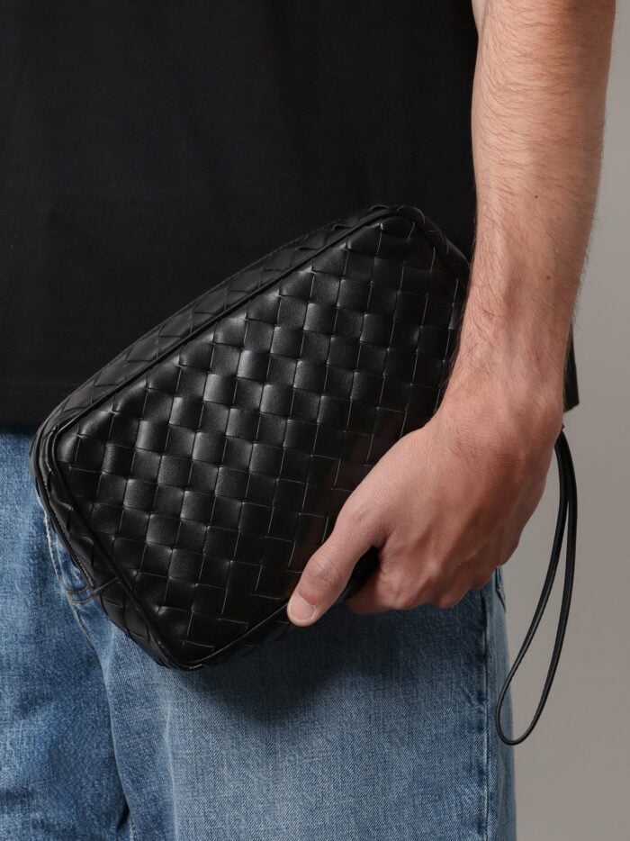 Bottega Veneta Leather Clutch With Woven Effect