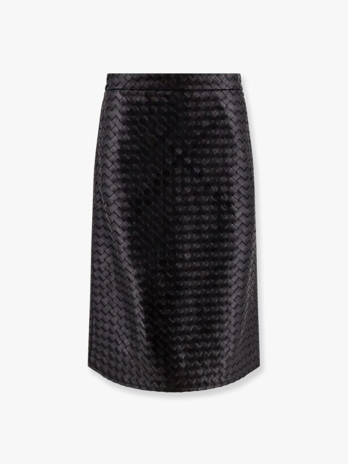 Bottega Veneta Leather Skirt With Intrecciato Motif