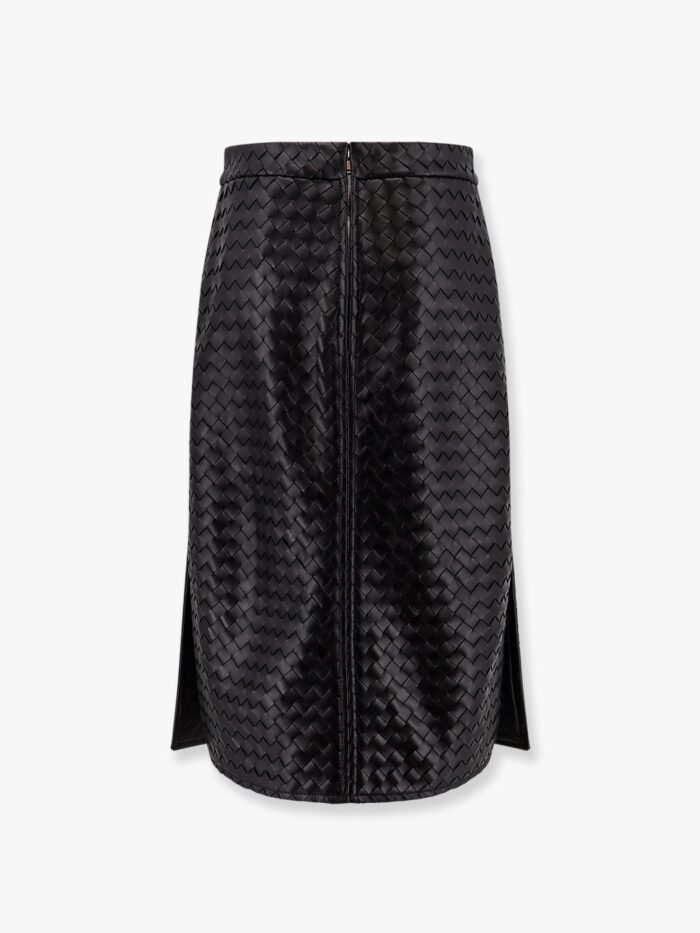 Bottega Veneta Leather Skirt With Intrecciato Motif