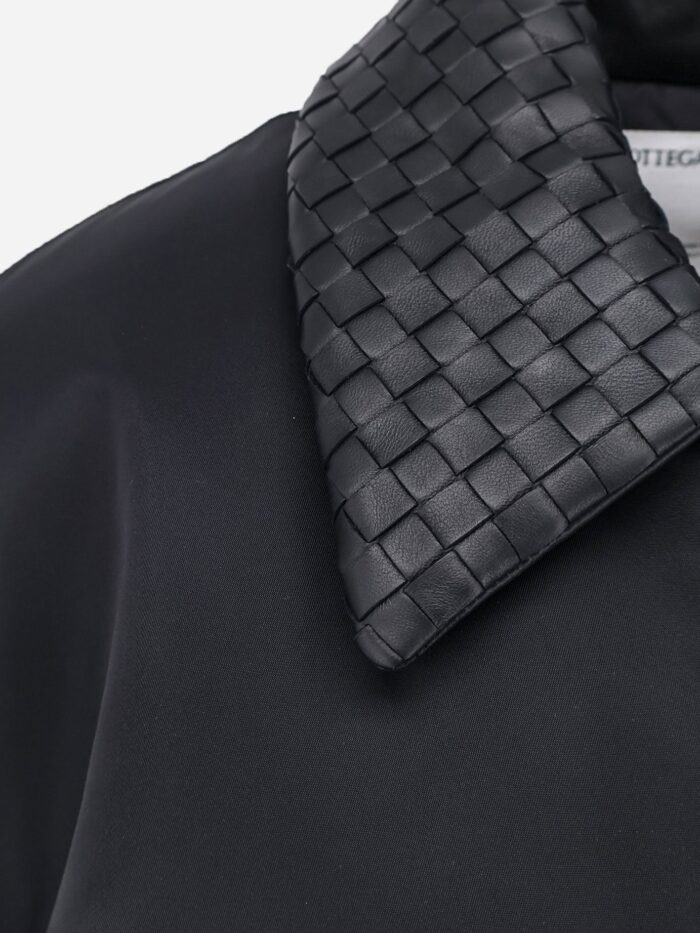 Bottega Veneta Nylon Jacket With Intrecciato Leather Collar
