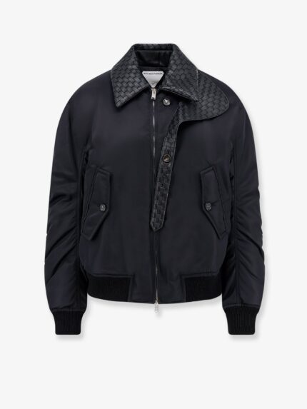 Bottega Veneta Nylon Jacket With Intrecciato Leather Collar