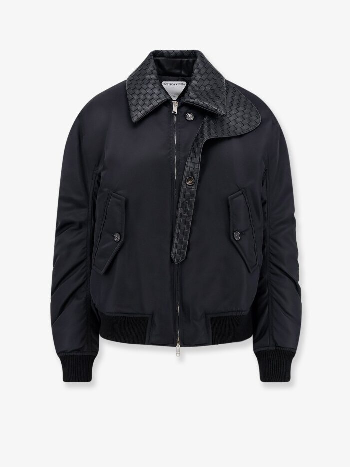 Bottega Veneta Nylon Jacket With Intrecciato Leather Collar