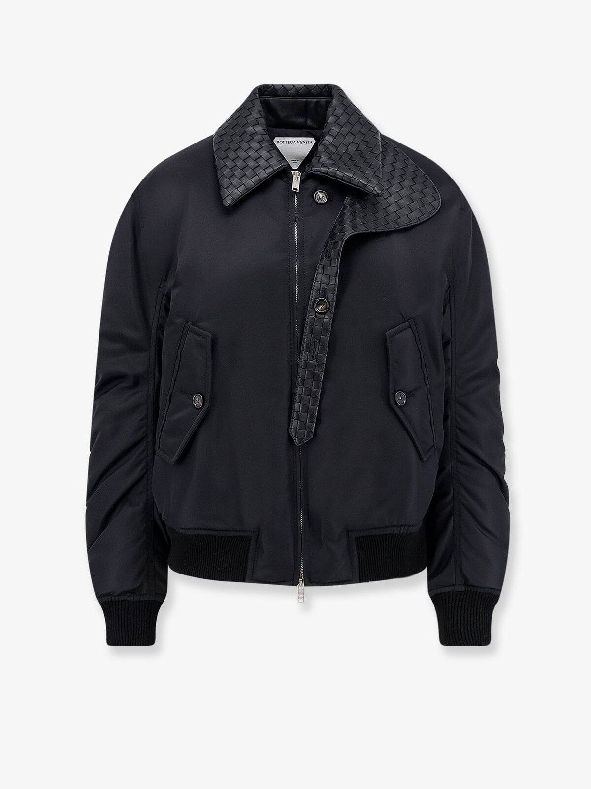 Bottega Veneta Nylon Jacket With Intrecciato Leather Collar