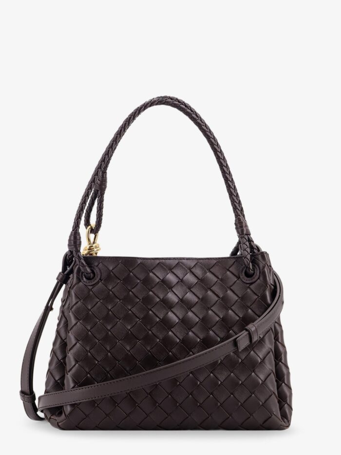 Bottega Veneta Parachute Leather Shoulder Bag With Intrecciato Motif And Knot Detail