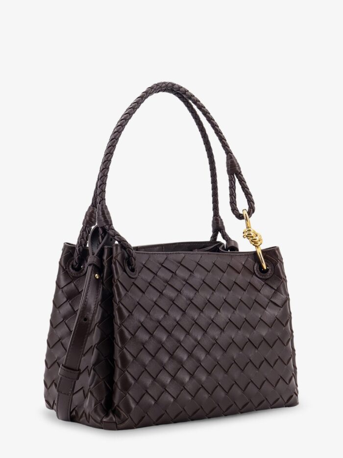 Bottega Veneta Parachute Leather Shoulder Bag With Intrecciato Motif And Knot Detail