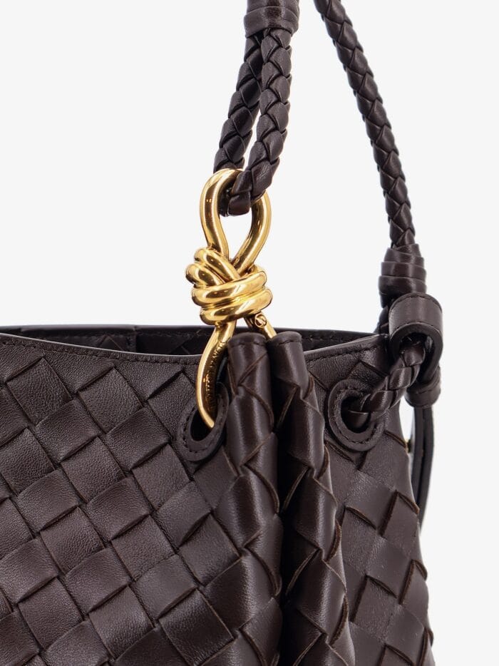 Bottega Veneta Parachute Leather Shoulder Bag With Intrecciato Motif And Knot Detail