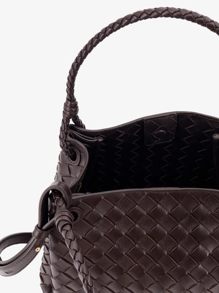Bottega Veneta Parachute Leather Shoulder Bag With Intrecciato Motif And Knot Detail