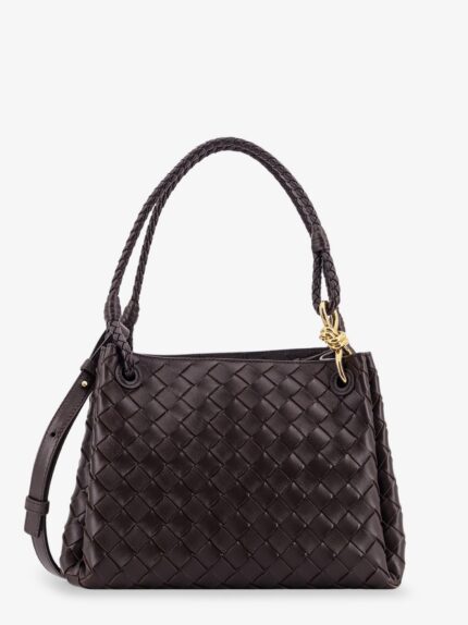 Bottega Veneta Parachute Leather Shoulder Bag With Intrecciato Motif And Knot Detail