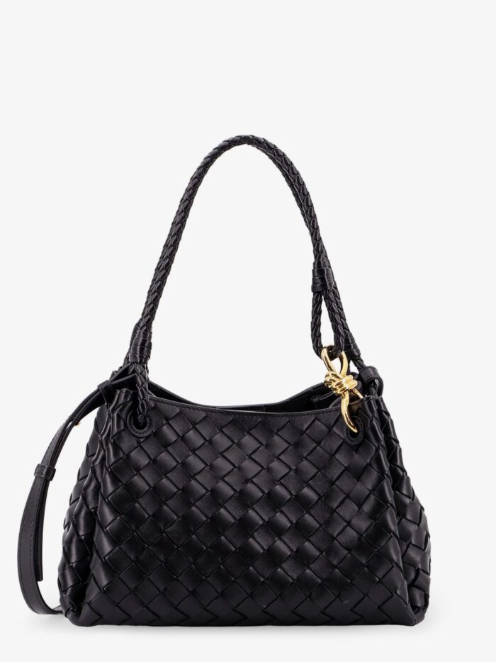 bottega veneta parachute leather shoulder bag with intrecciato motif and knot detail Bottega Veneta Parachute Leather Shoulder Bag With Intrecciato Motif And Knot Detail
