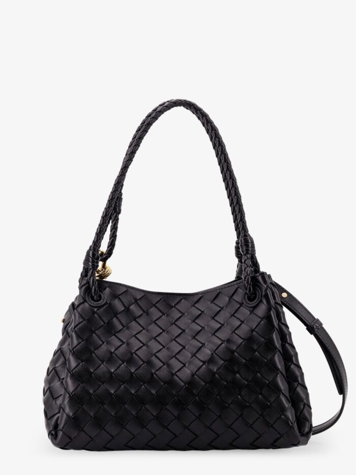 Bottega Veneta Parachute Leather Shoulder Bag With Intrecciato Motif And Knot Detail